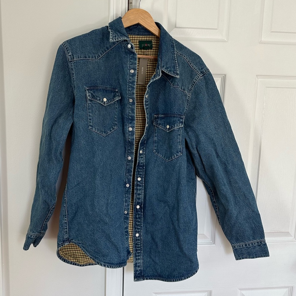 J. Crew Denim Western Shirt with Flannel Lining